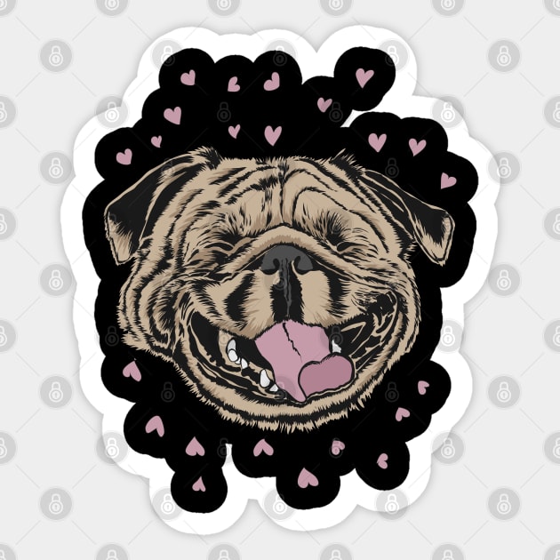 Happy Smiling Pug Sticker by Nartissima